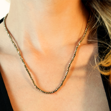 hackney-nine | hackney | Style MEDILNA 05787: Gold-Black Crystal Beads Chain Necklace