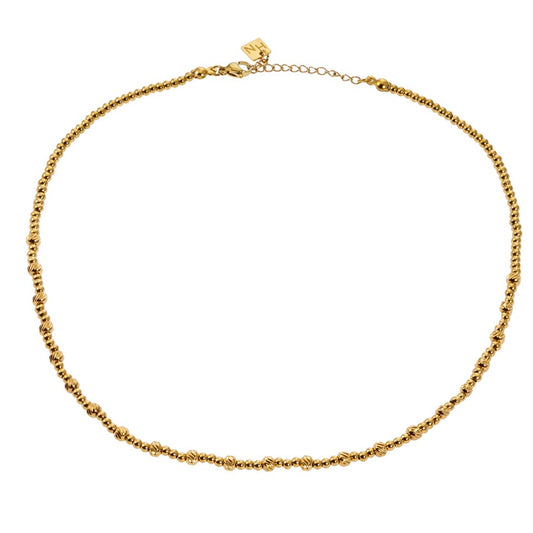 Style MILLIE 4469: Twin-Bead Fusion Gold Chain Necklace.