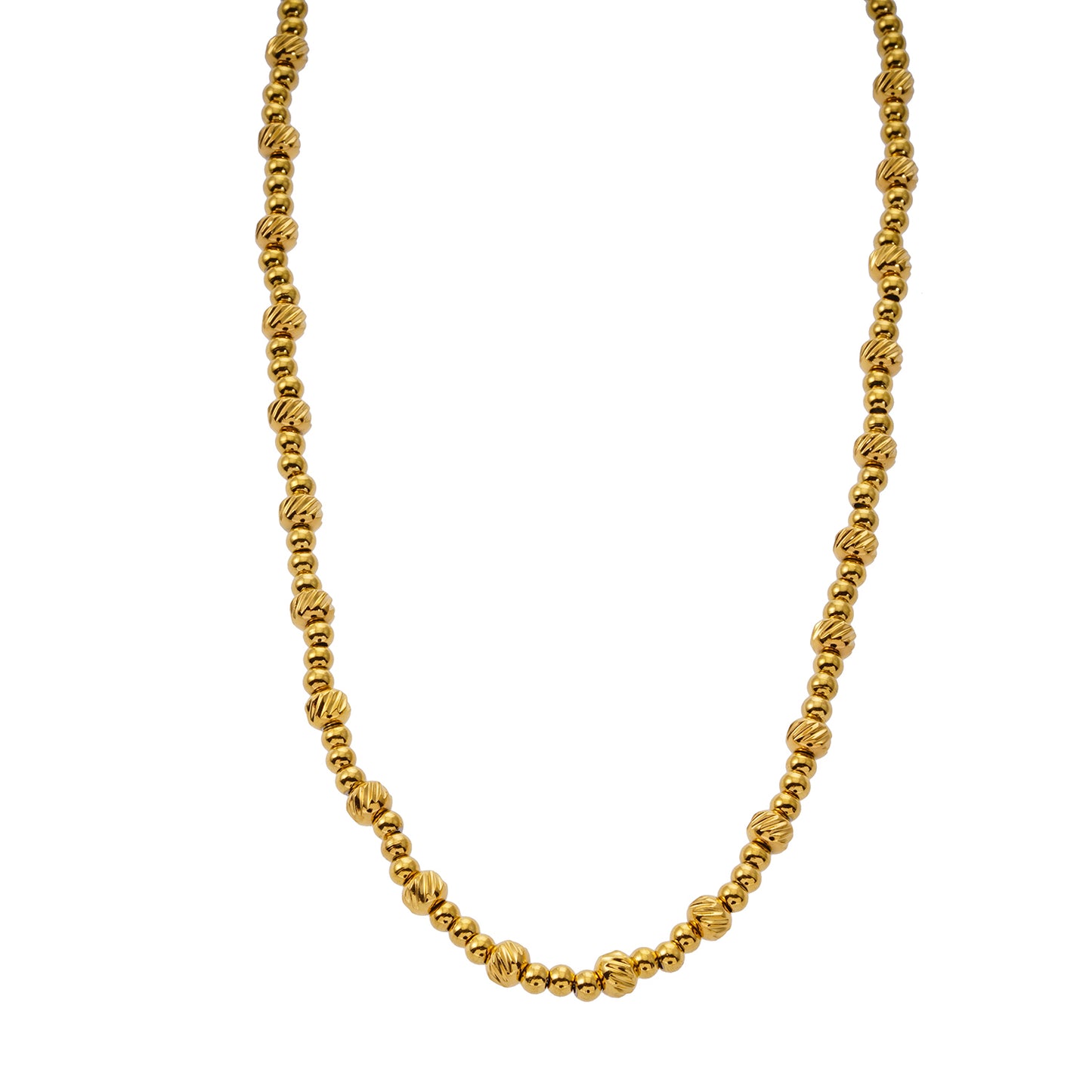 Style MILLIE 4469: Twin-Bead Fusion Gold Chain Necklace.