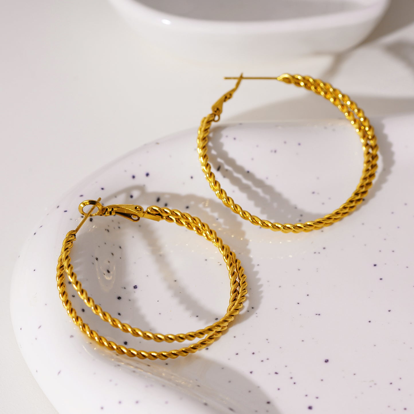MIZUKI:  Double Rope Textured Hoop Earrings