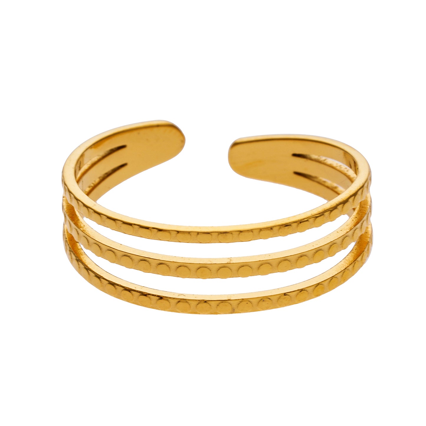 Style MYLAN 3503: Embossed Circles Triple Stacked Ring