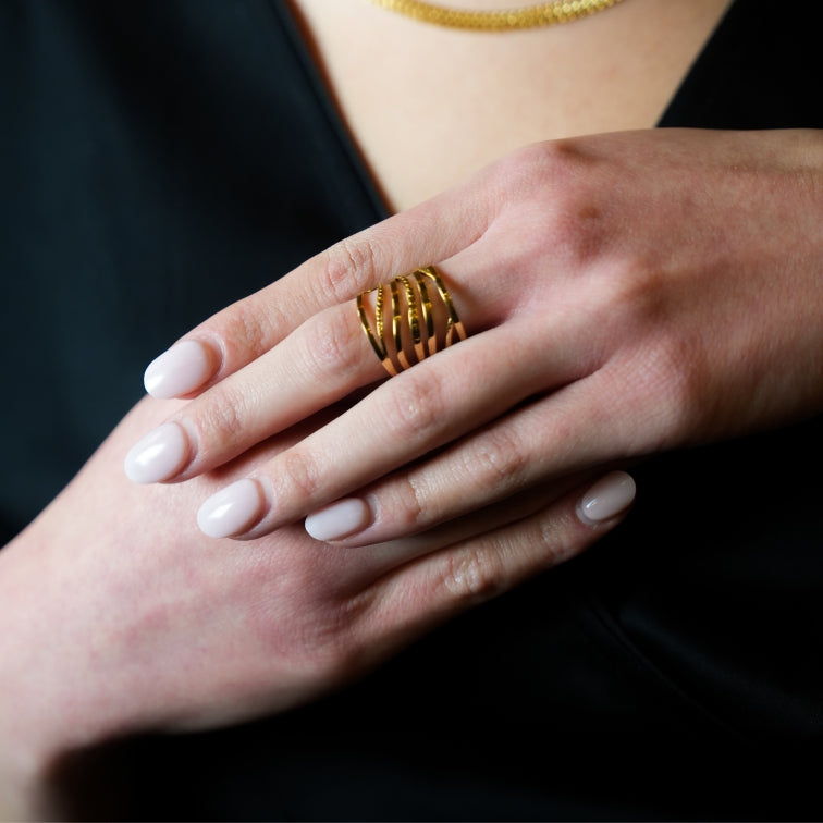 ODESA: Multi Stacked Twisted Layers Textured Ring