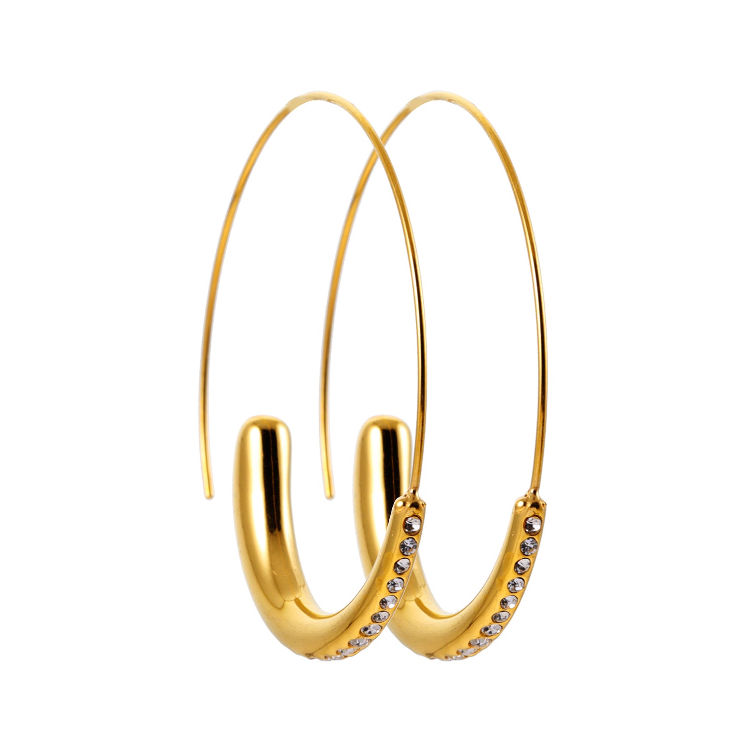 hackney-nine | hackneynine | Style LYSSA 89666: Geometric Earrings - Curved Elegance with Zirconia Sparkle.
