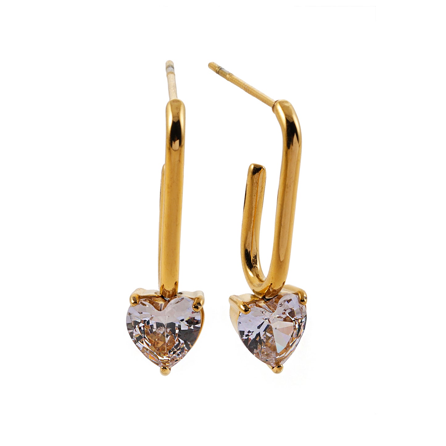 HACKNEY_NINE | Style ARETE 92656: Timeless Romance - Heart Gemstone Paper-Clip Earrings.