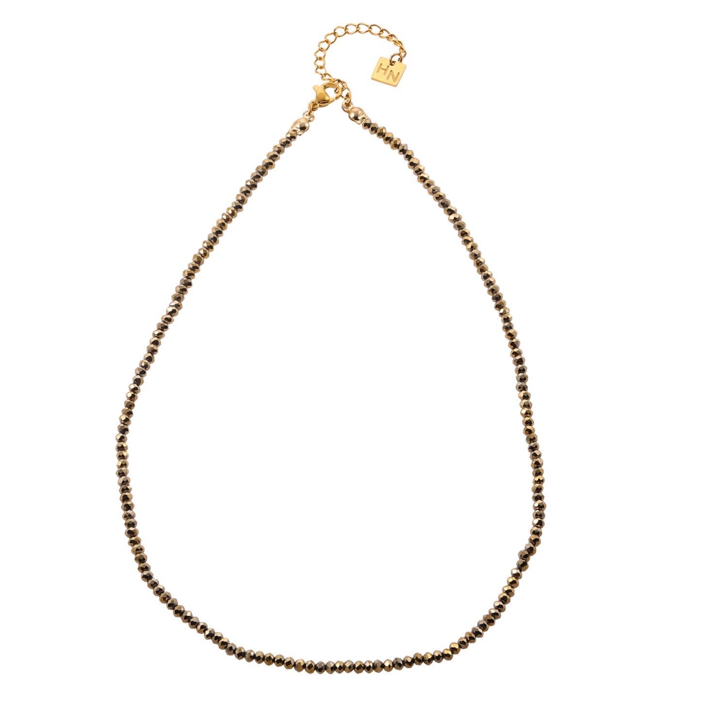 hackney-nine | hackney | Style MEDILNA 05787: Gold-Black Crystal Beads Chain Necklace