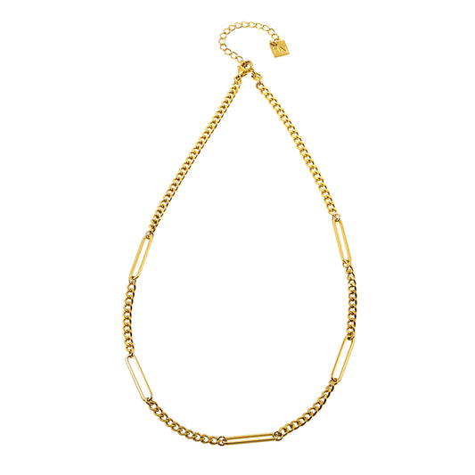 hackney-nine | Style CALYPSO 86528: Paper-Clip & Mini Figaro Chain Necklace.