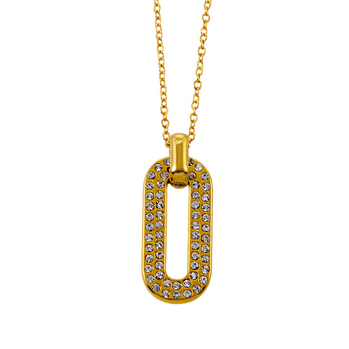 Style ASKIRA 05984: Twisted Rope Combo Chain with a Zirconia-Adorned Oval Shaped Pendant.