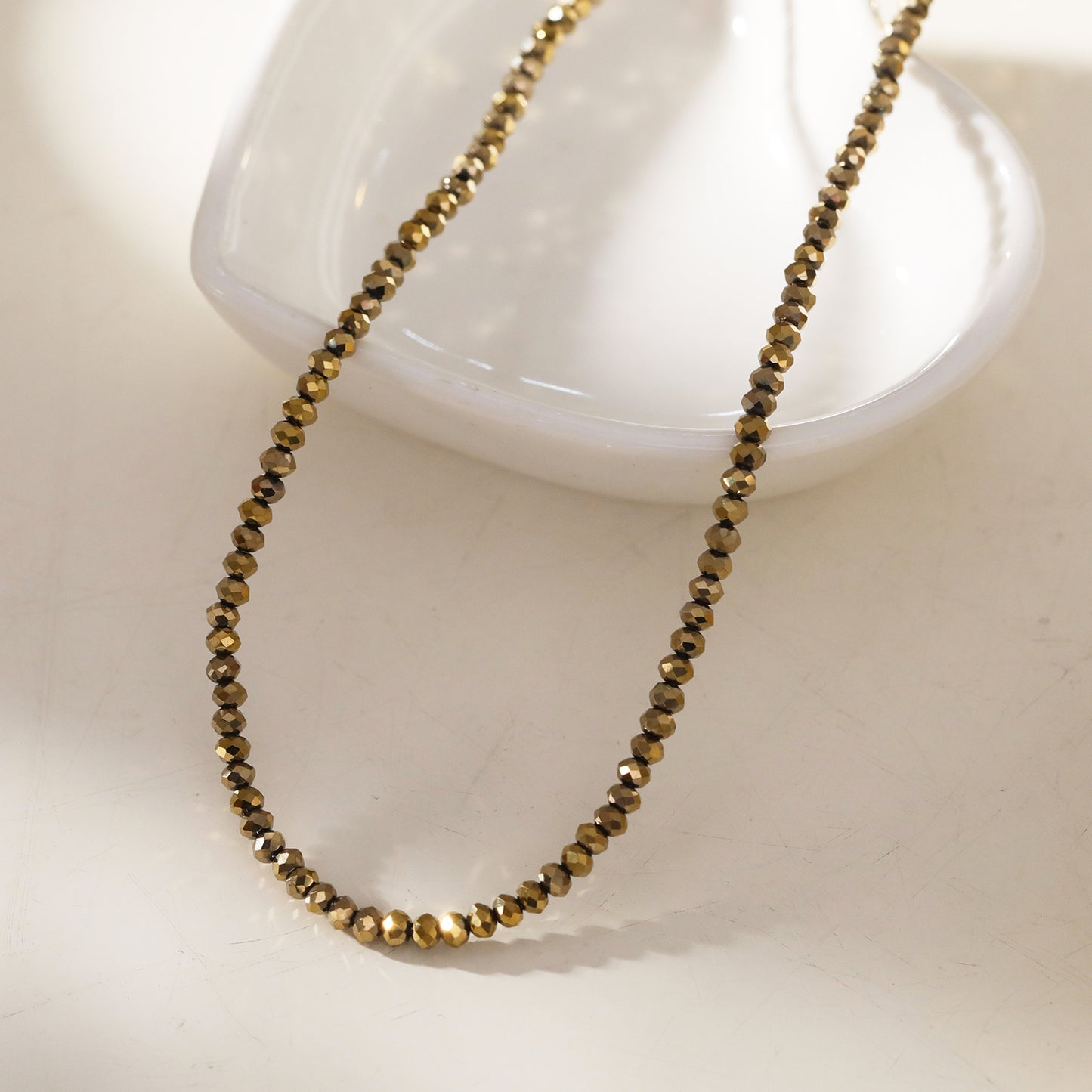 hackney-nine | hackney | Style MEDILNA 05787: Gold-Black Crystal Beads Chain Necklace