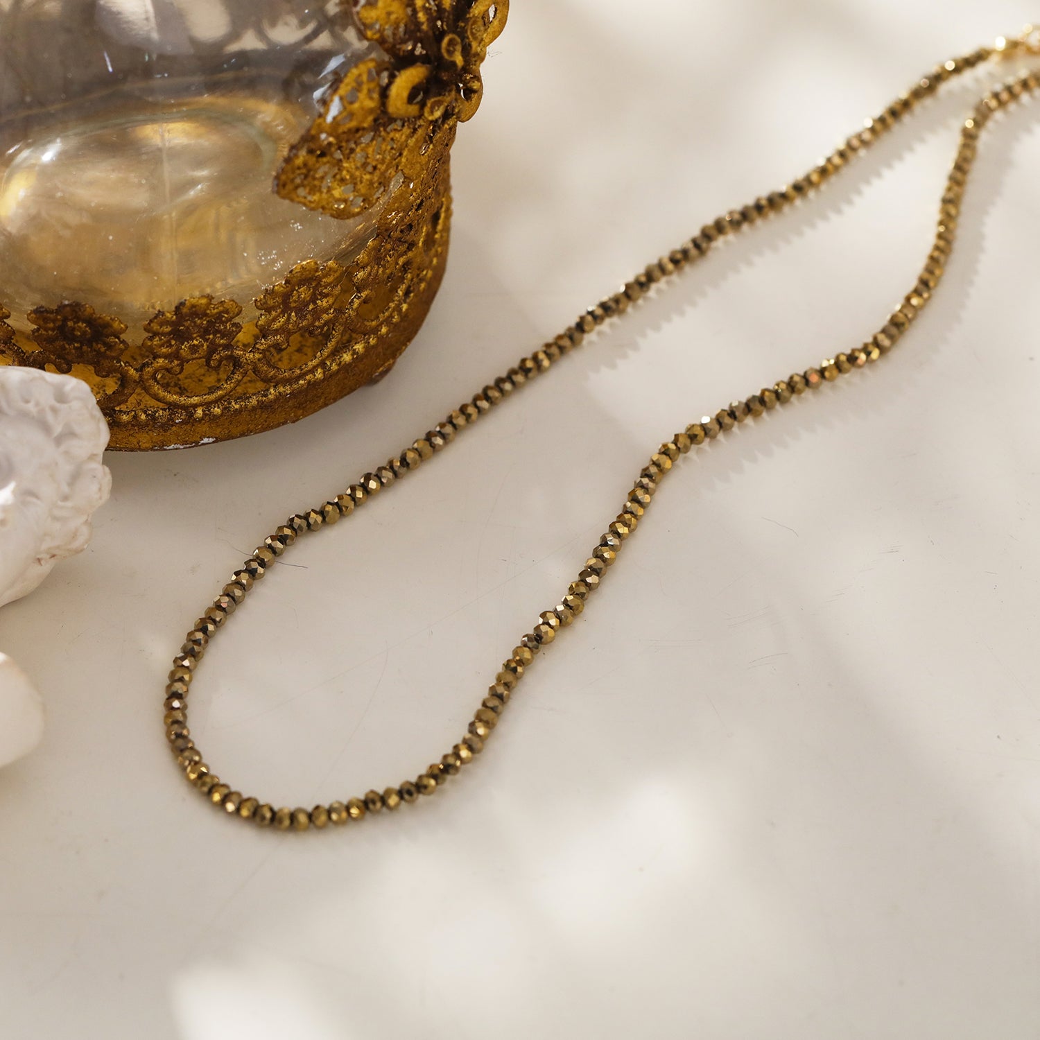 hackney-nine | hackney | Style MEDILNA 05787: Gold-Black Crystal Beads Chain Necklace