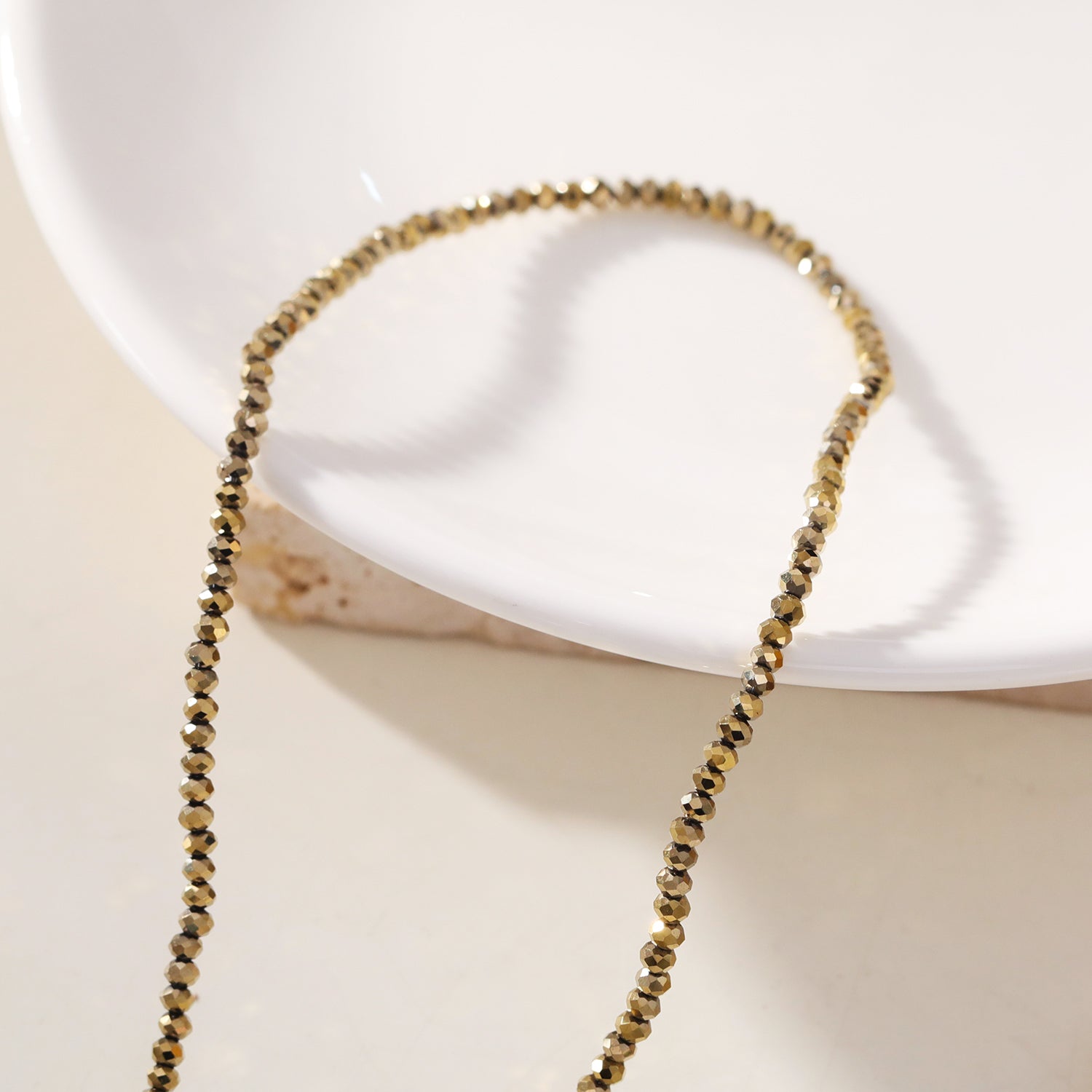 hackney-nine | hackney | Style MEDILNA 05787: Gold-Black Crystal Beads Chain Necklace