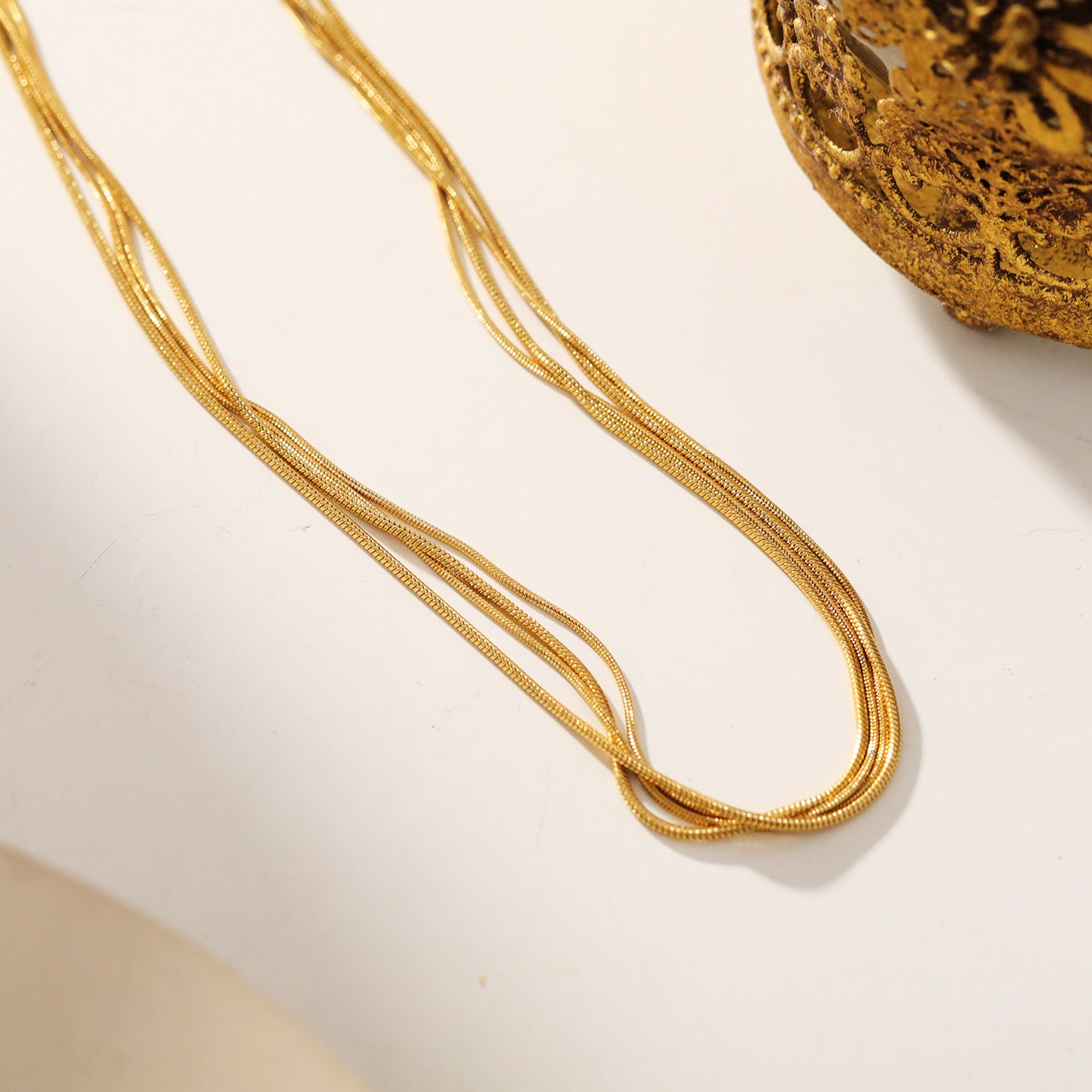 hackneynine | Style AVEZZANO 06219: Snake-Skin Textured Multi-Strand Chain Necklace - Exquisite Elegance