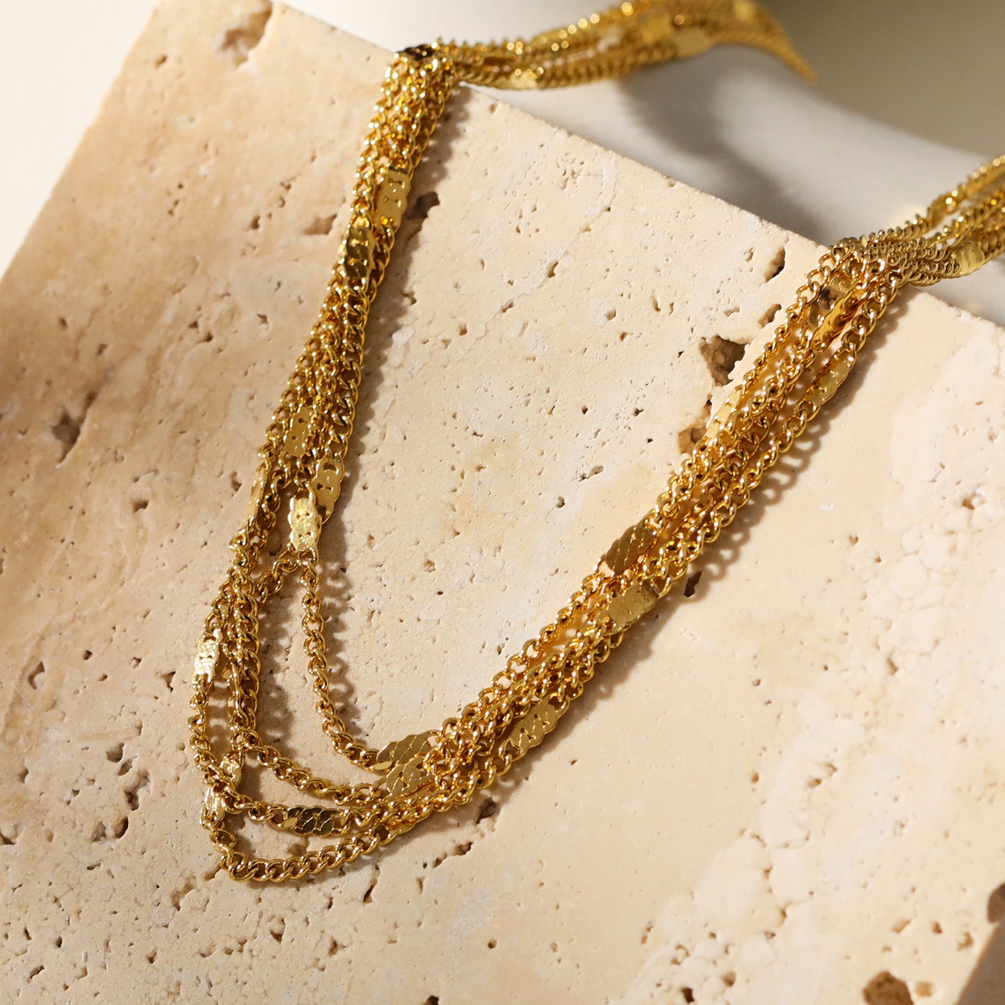 MORIA: Layered Luxe 4-Strand Chain Necklace