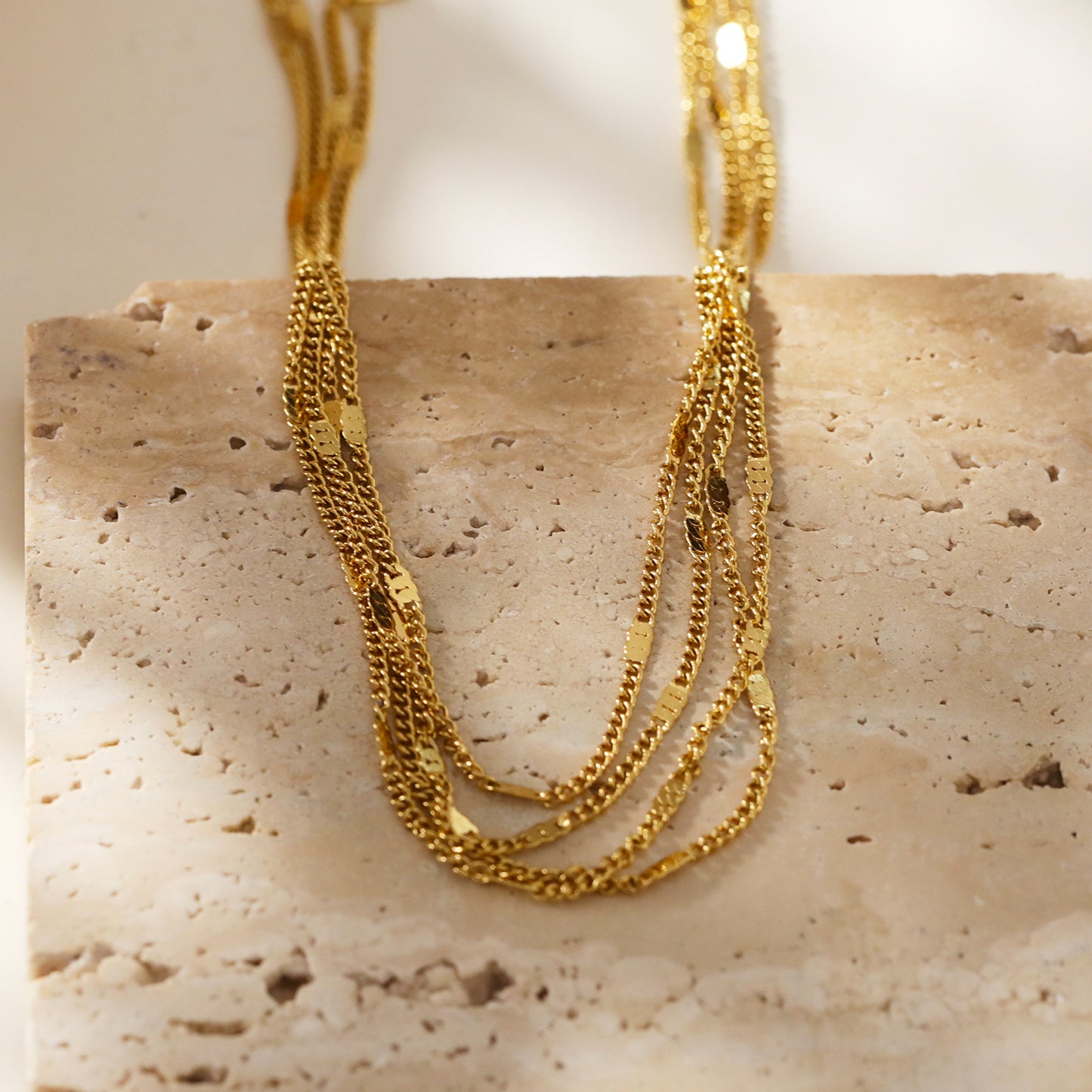 MORIA: Layered Luxe 4-Strand Chain Necklace