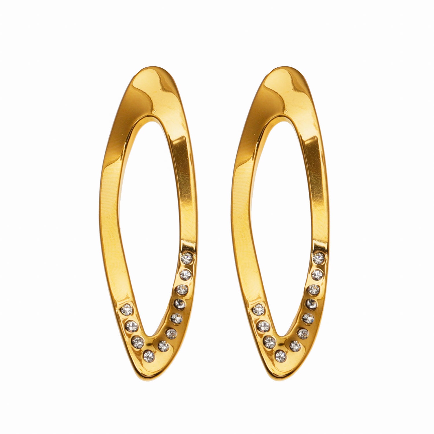 Style: ESSABEL 53285: Zirconia Embedded Sculpted & Twisted Hoop Earrings