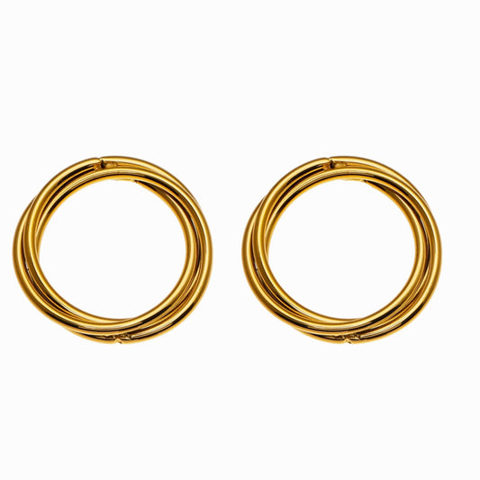 Style DELISIAS 49936: Triple Harmony - Three Overlapping Rings Hoop Earrings