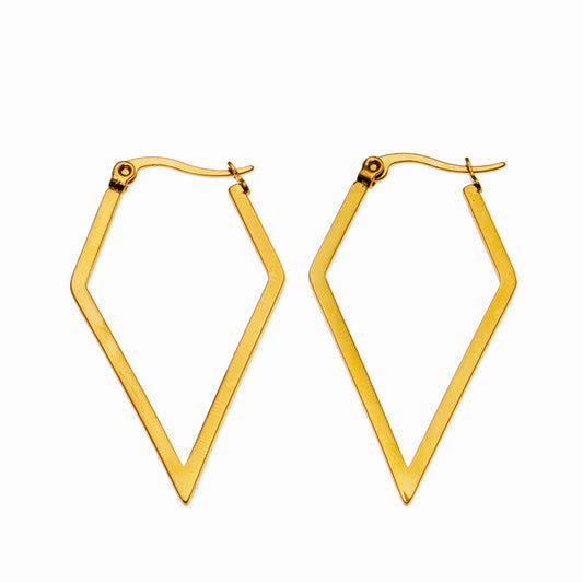 BRONTE: Diamond Shaped Sleek Contemporary Hoop Earrings