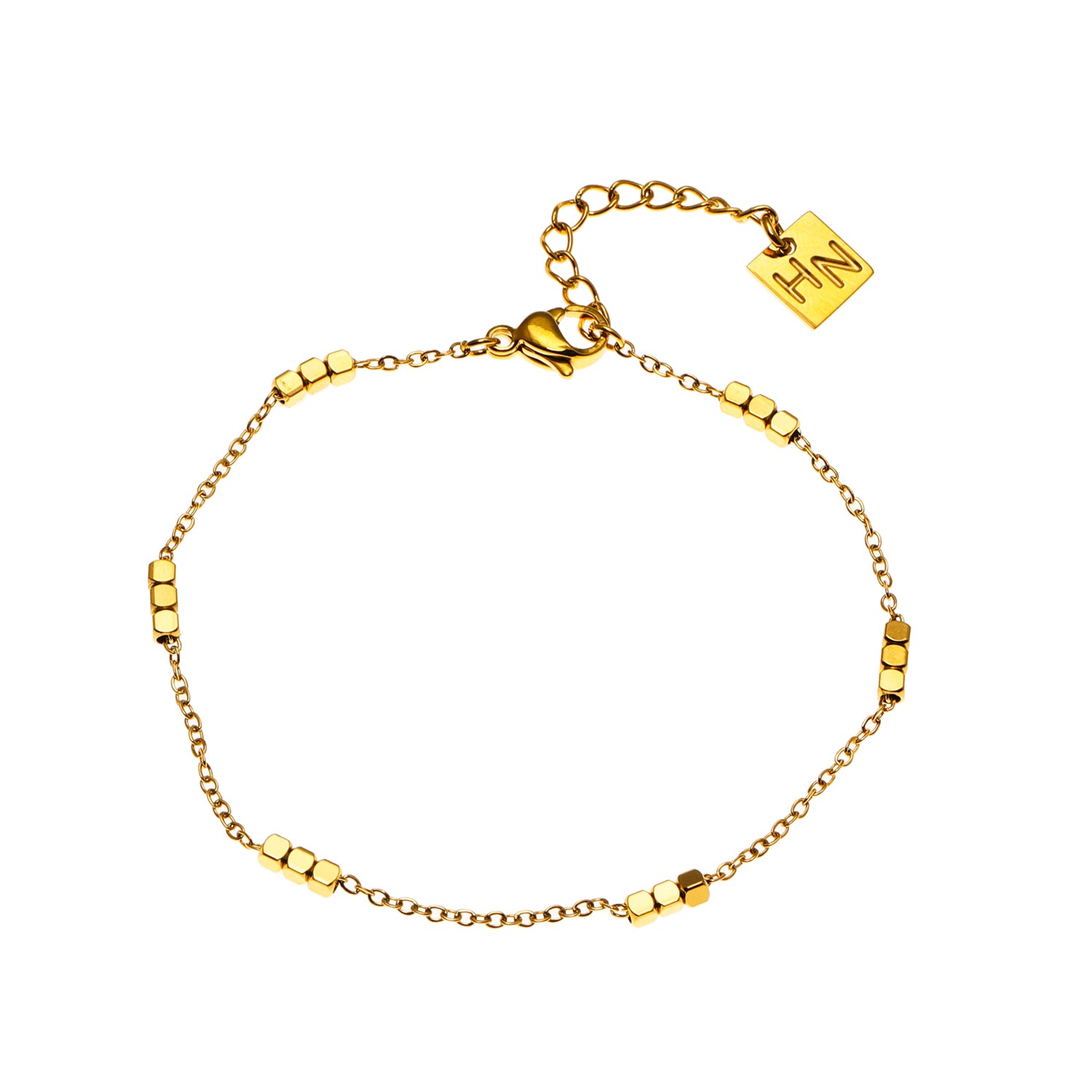 Style RITIKA 70145 : Tiny Square-Beads Dainty Gold Chain Bracelet. | hackneynine | hackney-nine