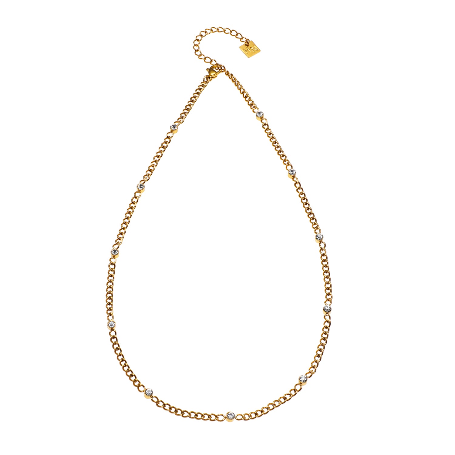 HACKNEY-NINE | zirconia-gemstone-beads-on-a-classic-chain-necklace