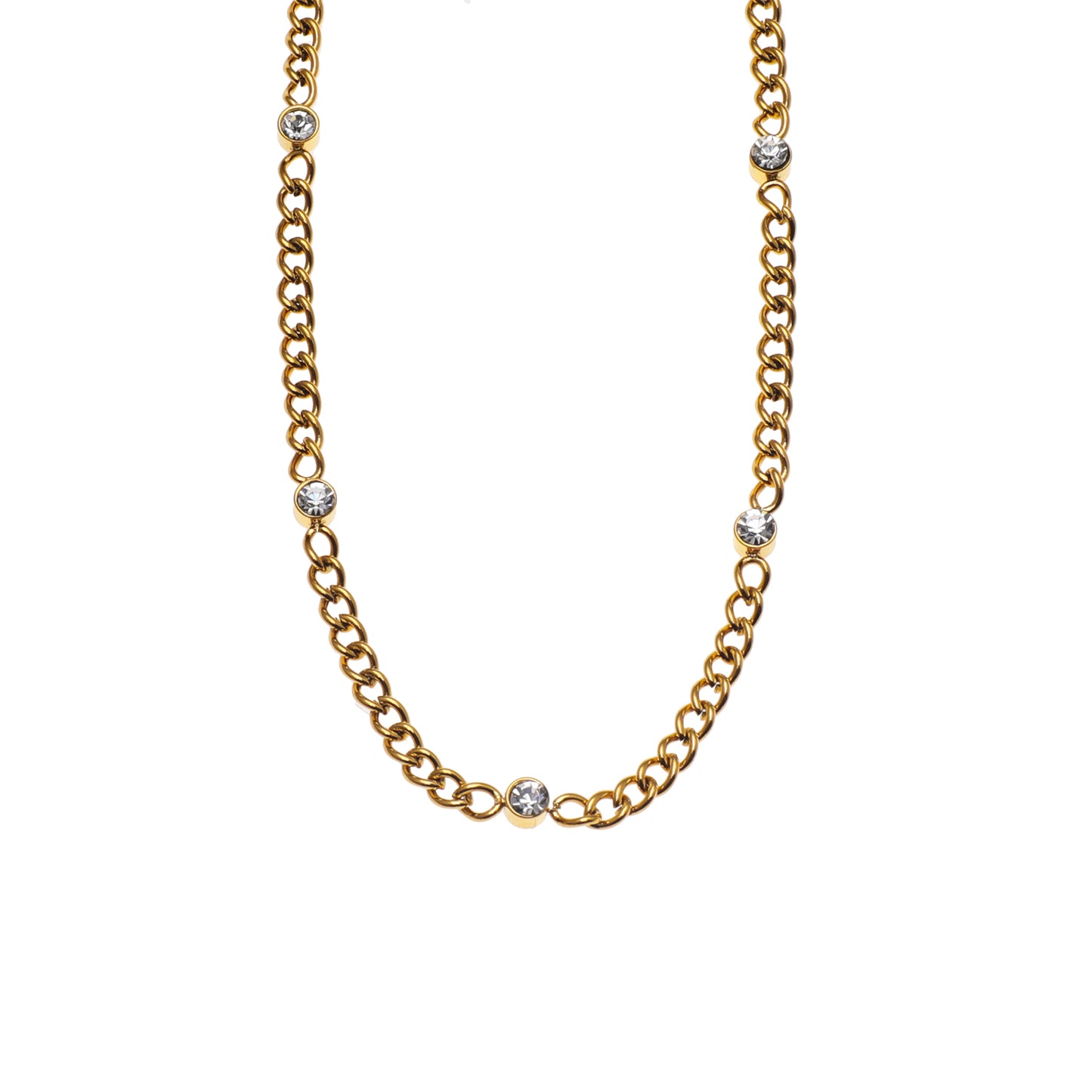 HACKNEY-NINE | zirconia-gemstone-beads-on-a-classic-chain-necklace