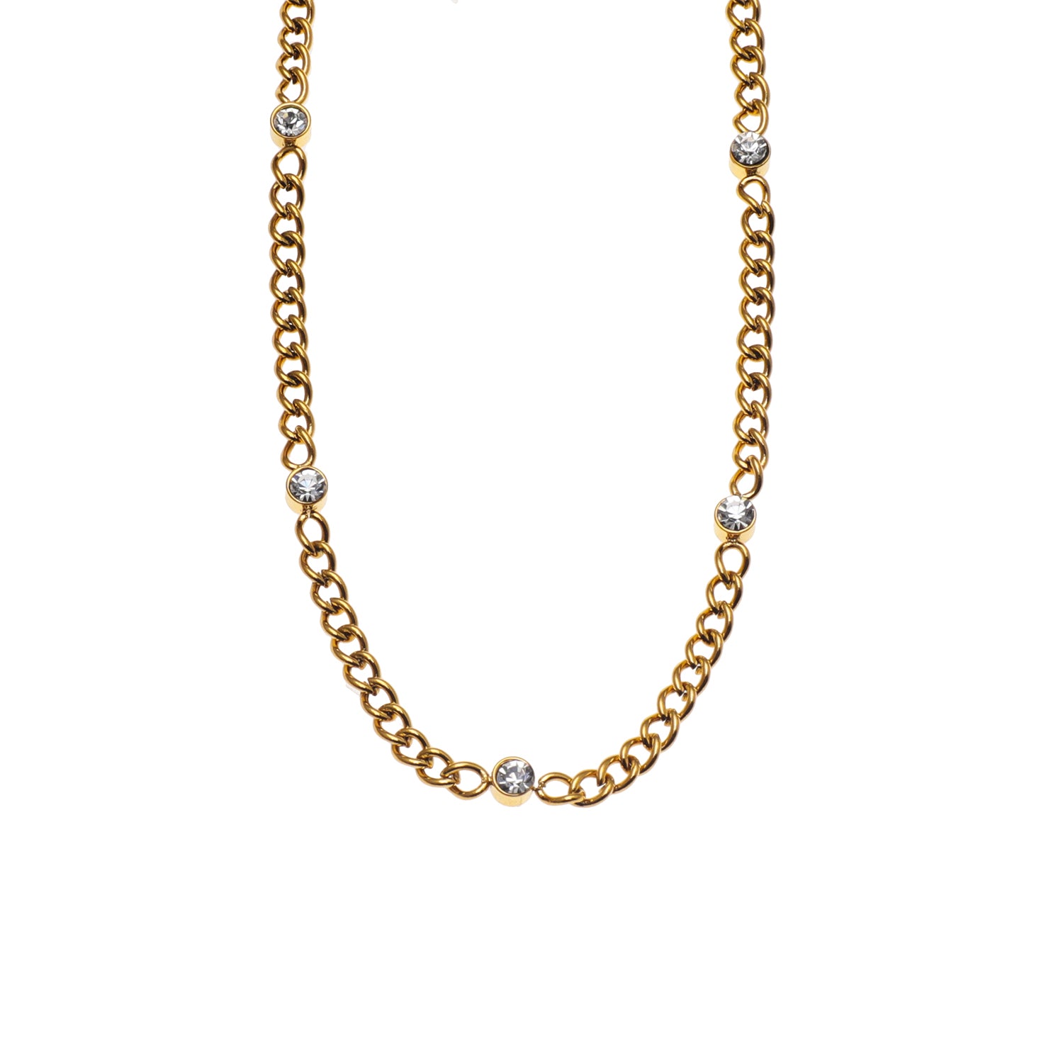 HACKNEY-NINE | zirconia-gemstone-beads-on-a-classic-chain-necklace