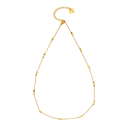 ERISSA: Trio Square-Beads Dainty Gold Chain Necklace