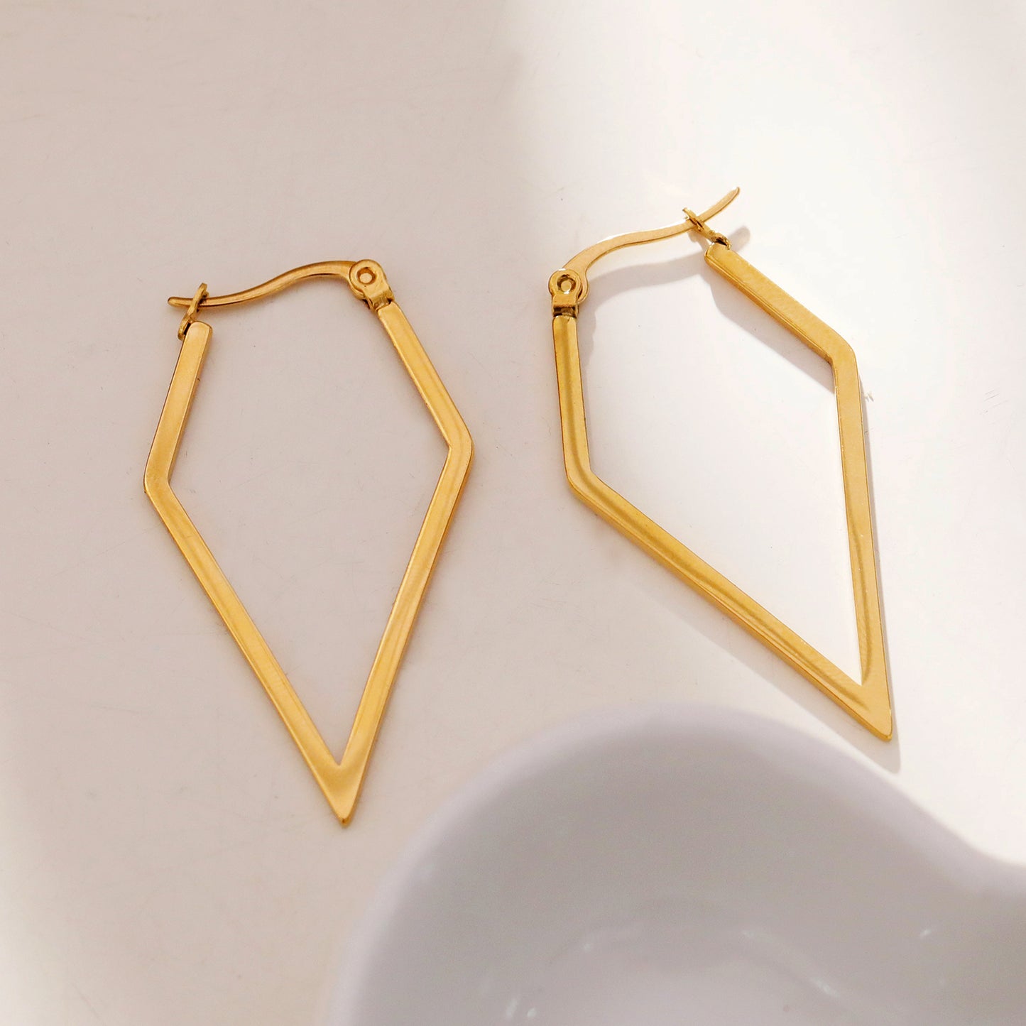 BRONTE: Diamond Shaped Sleek Contemporary Hoop Earrings