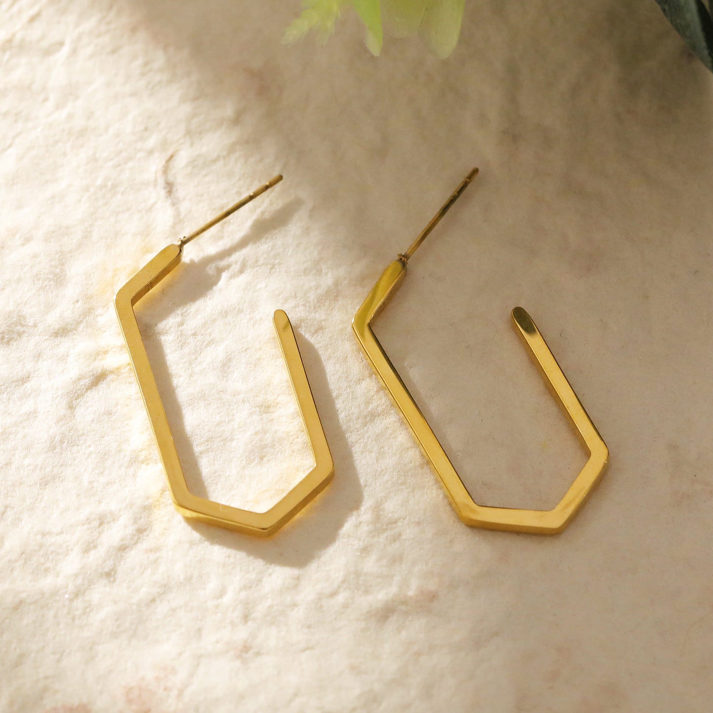 DIMITRA "Geometry Redefined - Rectangle Hoop Earrings with Triangular Flair"