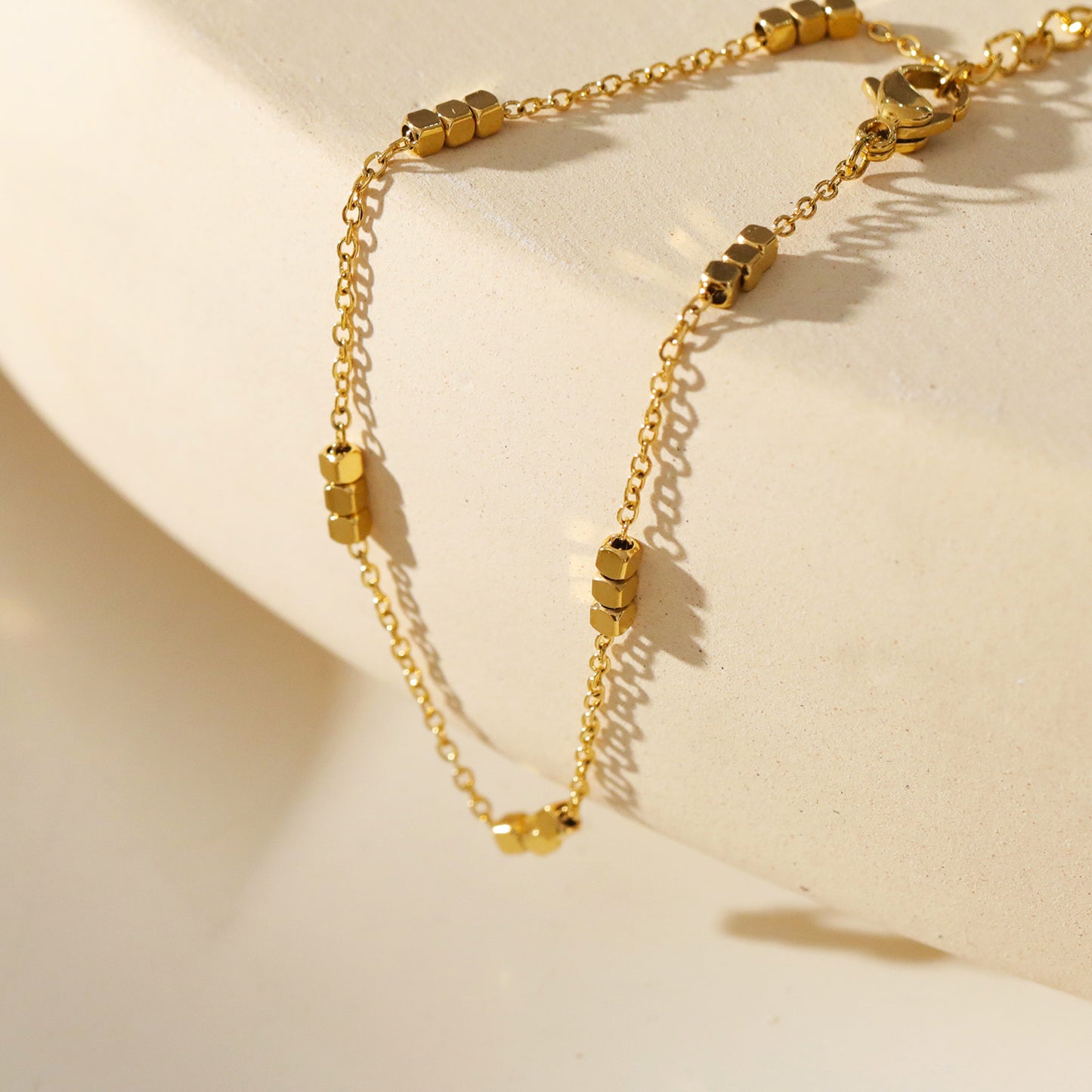 Style RITIKA 70145 : Tiny Square-Beads Dainty Gold Chain Bracelet. | hackneynine | hackney-nine