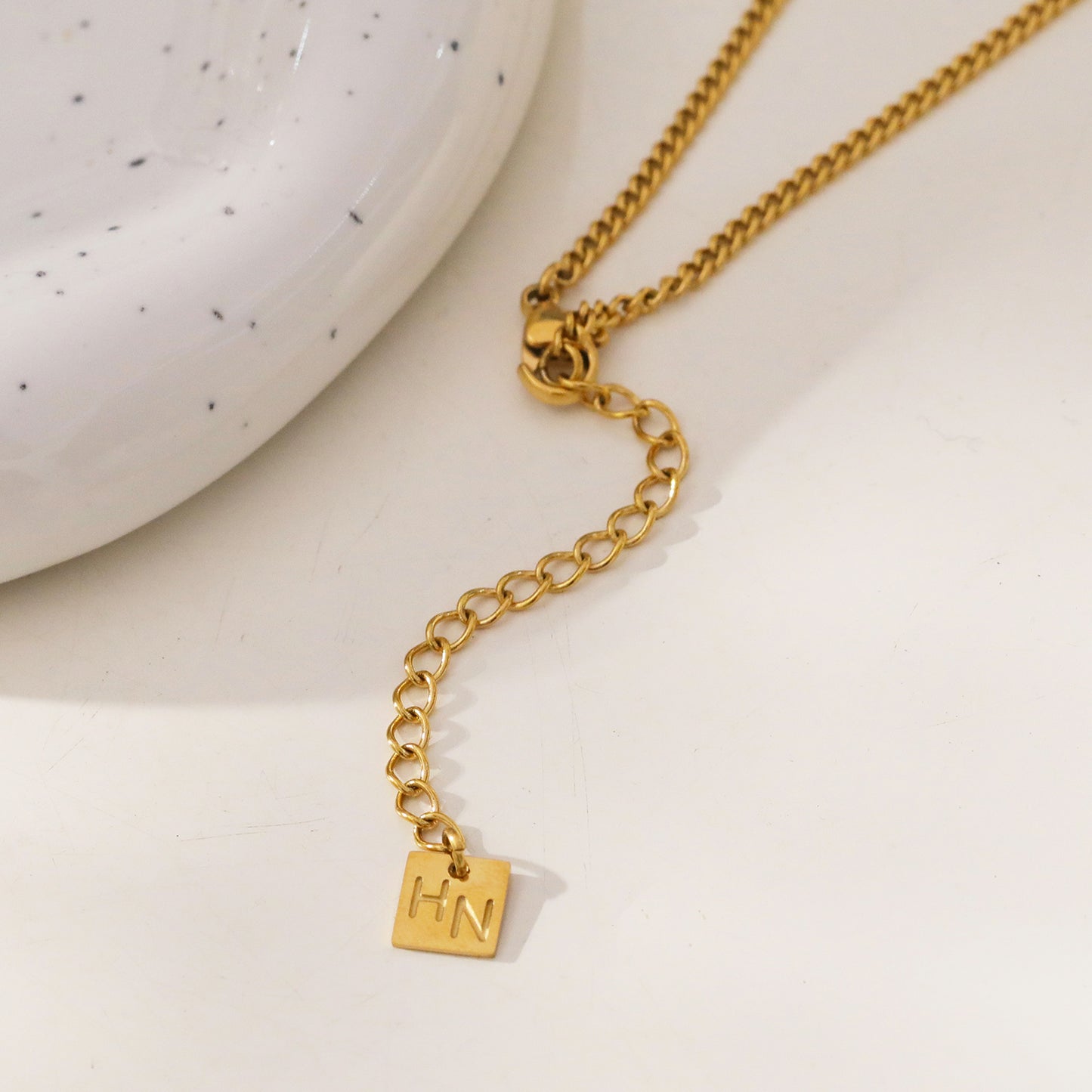 Style BONNYRIGG 48588: Enamel Heart Pendant & Zirconia Embedded Bar Chain Necklace