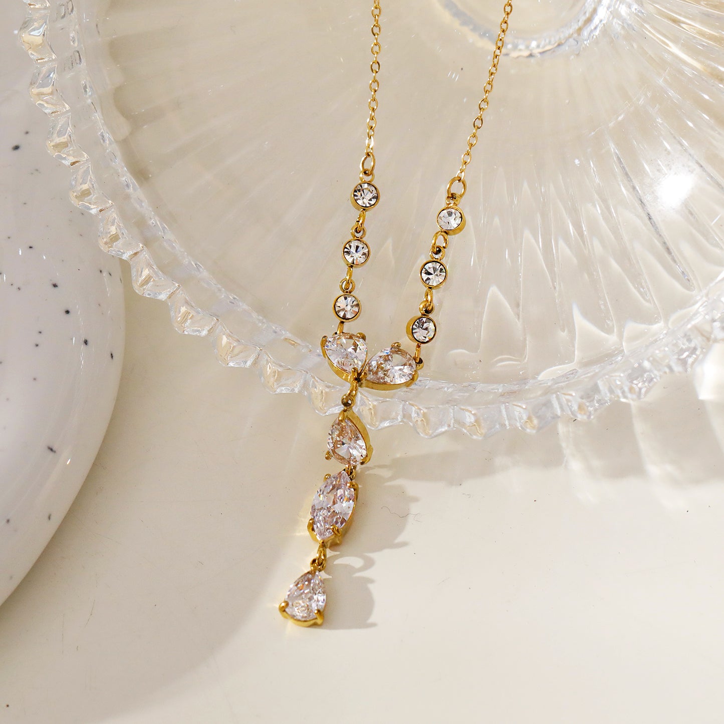 BUCKIE Multi Pendant Zirconia Chain Necklace