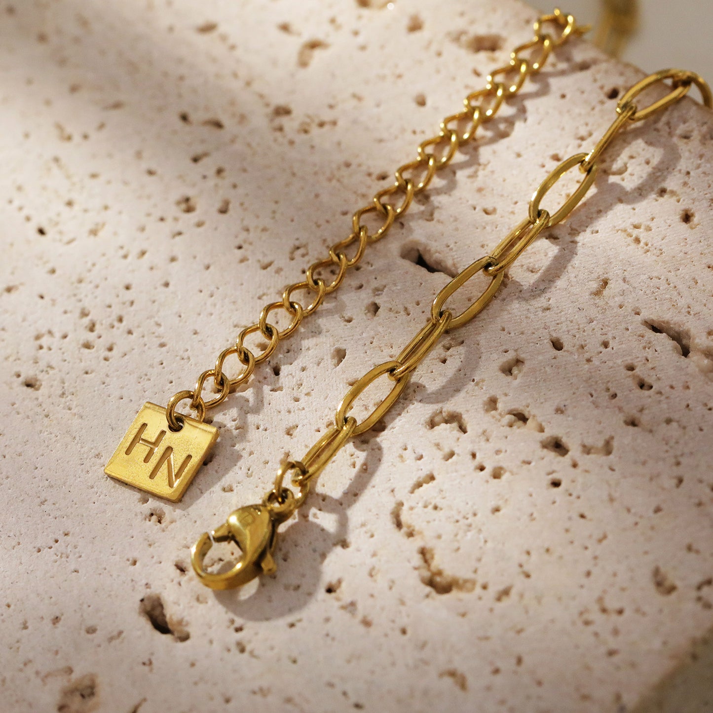 hackney-nine | Paper-Clip Linked Chain & CHALCHITE Stones Combination Necklace