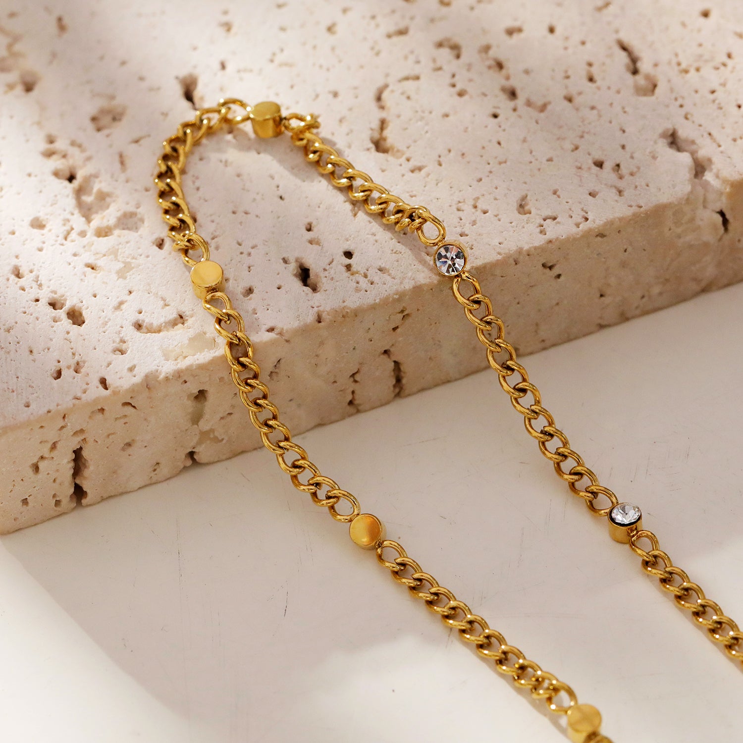 HACKNEY-NINE | zirconia-gemstone-beads-on-a-classic-chain-necklace