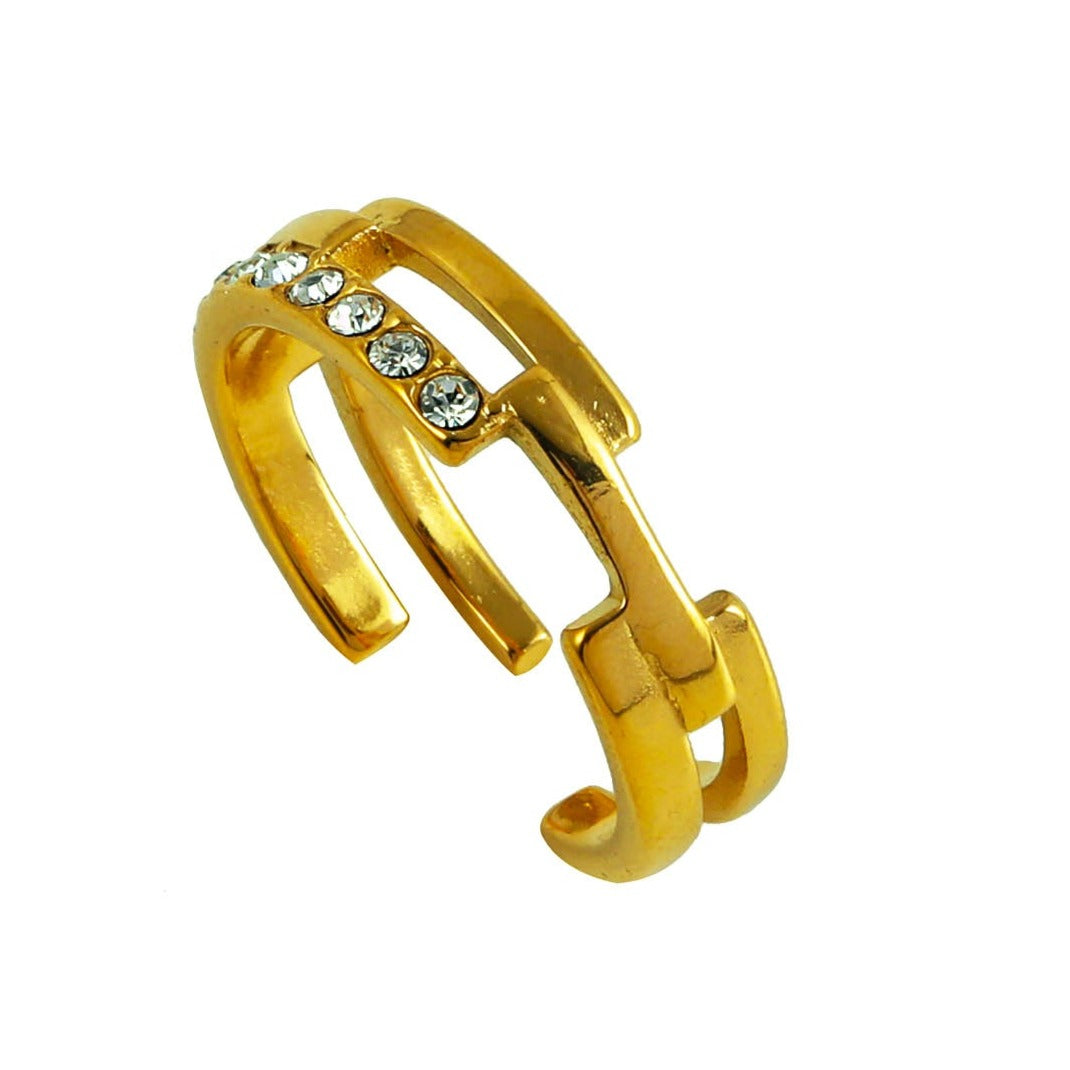 Style PEDRA 221129: Parallel Multi Stacked Zirconia Embellished Ring.