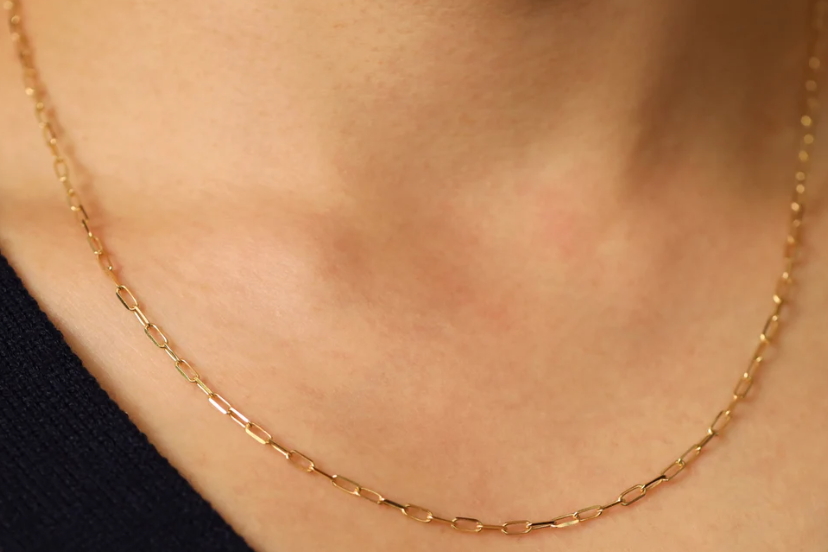 PENINA Gold: MINI PAPERCLIP CHAIN NECKLACE