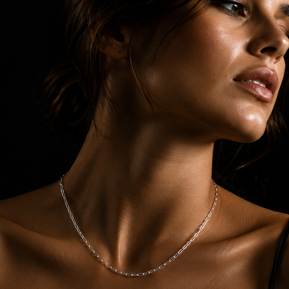 PENINA Silver: Dailywear Essential Mini Paper-Clip Chain Necklace for Men & Women
