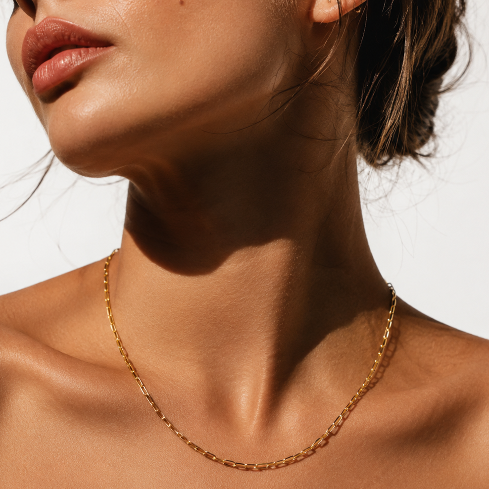 PENINA Gold: Dailywear Essential Mini Paper-Clip Chain Necklace