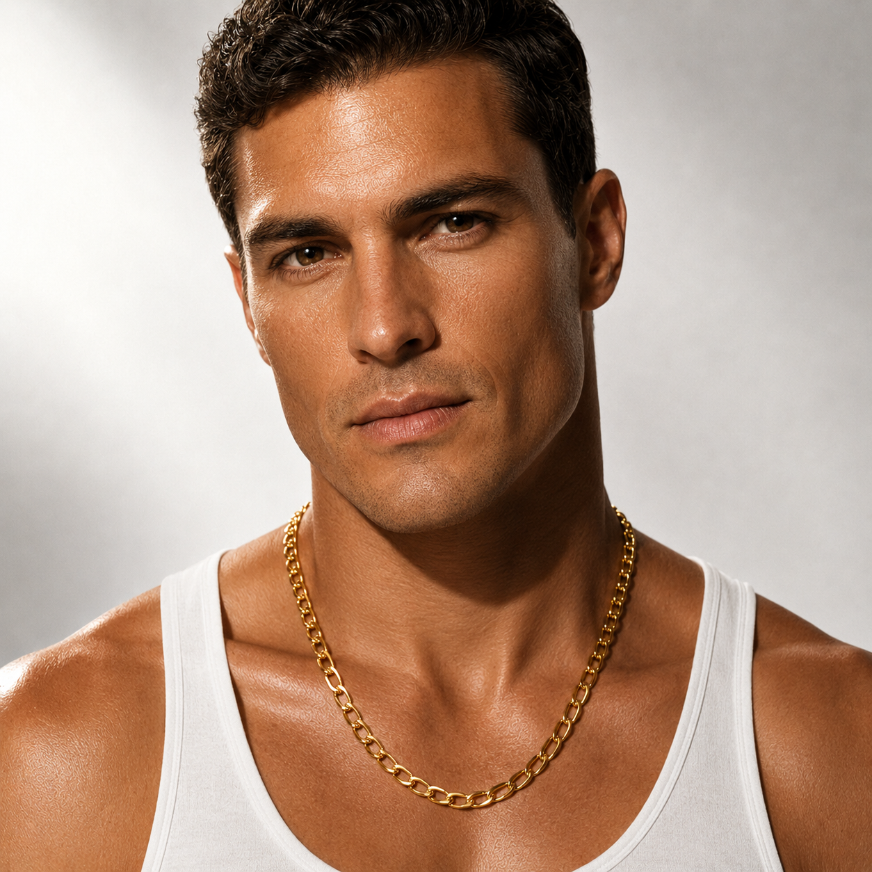 PUA Gold: Textured Figaro Chain Necklace