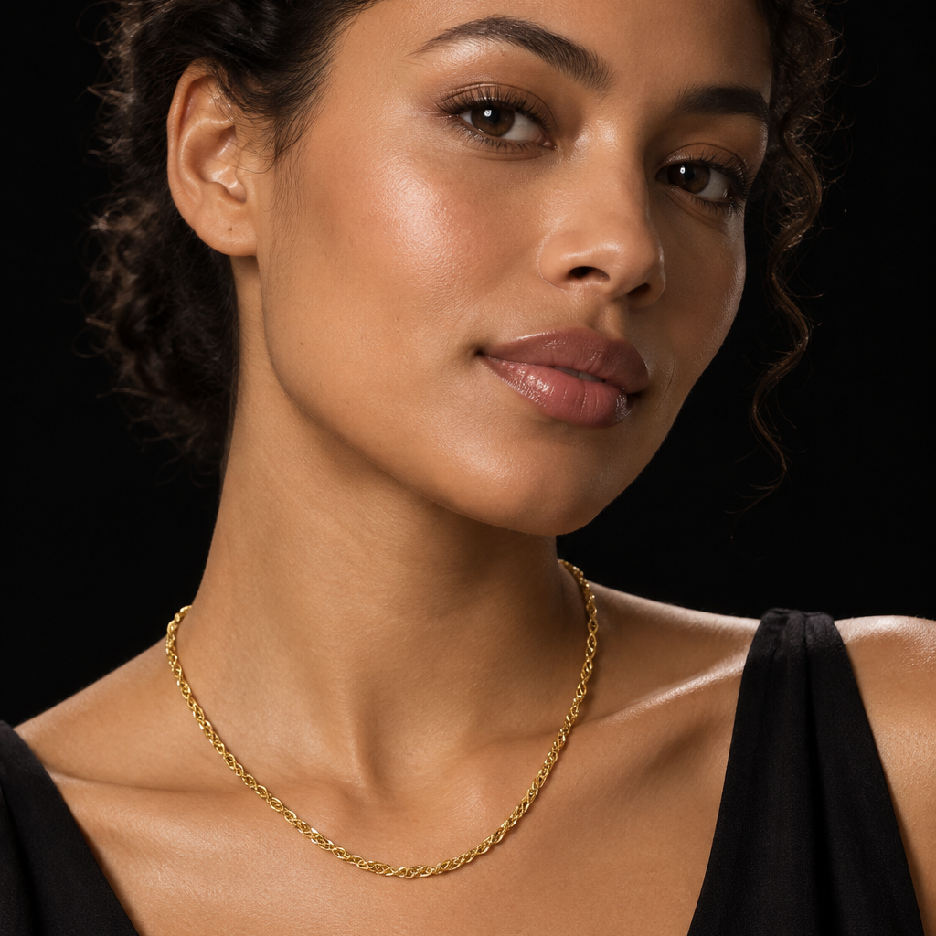 SANORA Gold: Twisted Link Chain Necklace