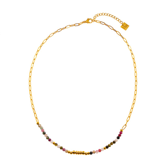 SEHAR Gold: Mixed Stone & Gold Beaded Necklace