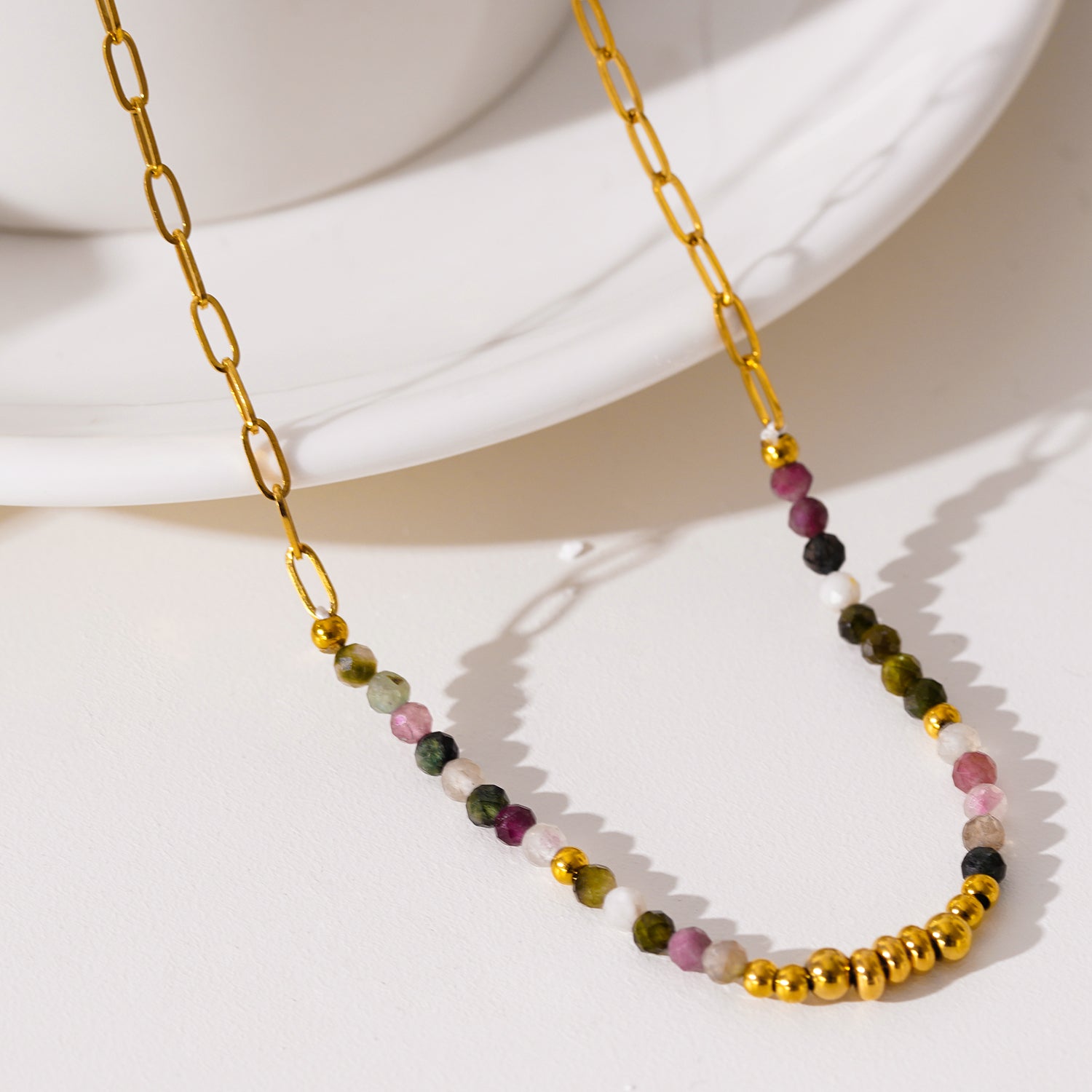 SEHAR Gold: Mixed Stone & Gold Beaded Necklace