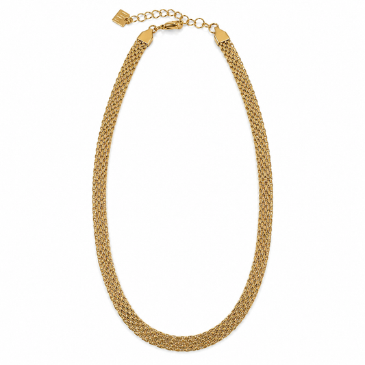 TEVANI Gold: Multi-Strand Flat Curb Chain Necklace