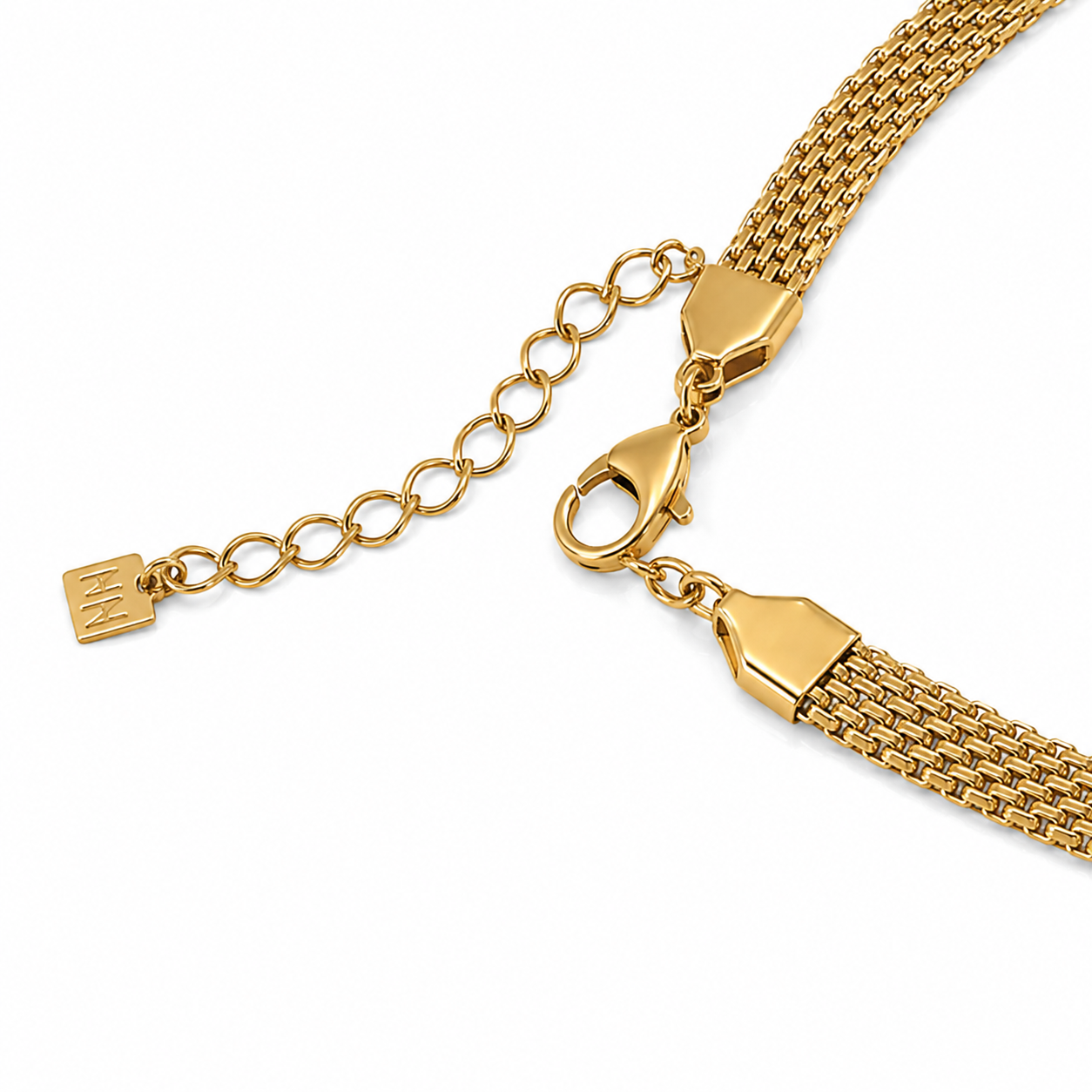 TEVANI Gold: Multi-Strand Flat Curb Chain Necklace