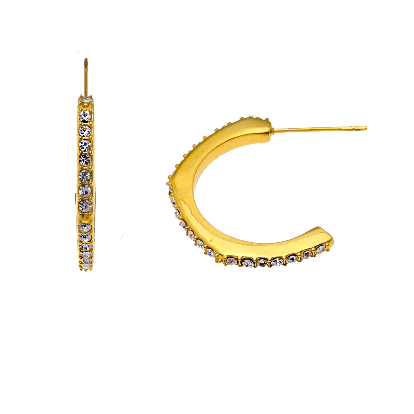 WISHAW: Pentagon-Shaped Circle Hoop Earrings with Dazzling Pavé Zirconia Gemstones