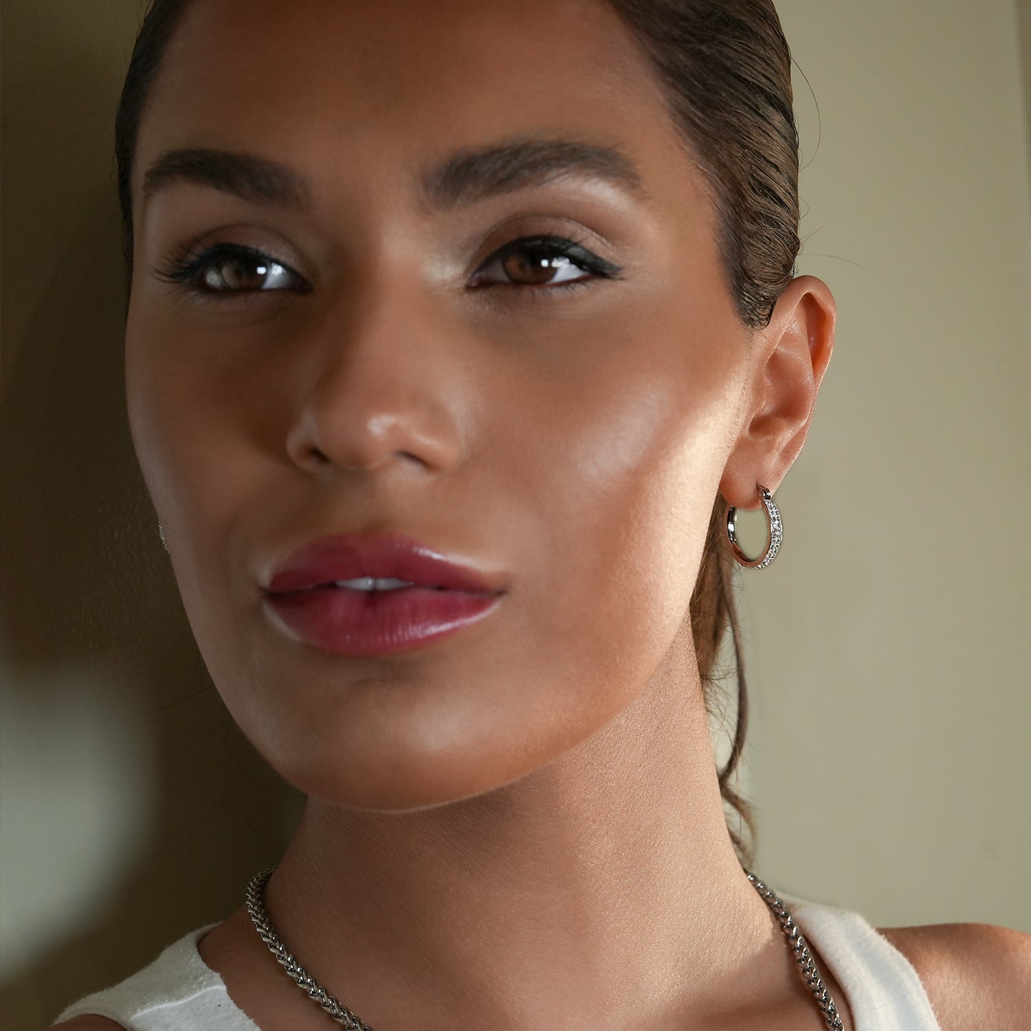 Style YARA 2234S: 'Pavé All the Way' Zirconia Hoop Earrings (Small Size) Silver