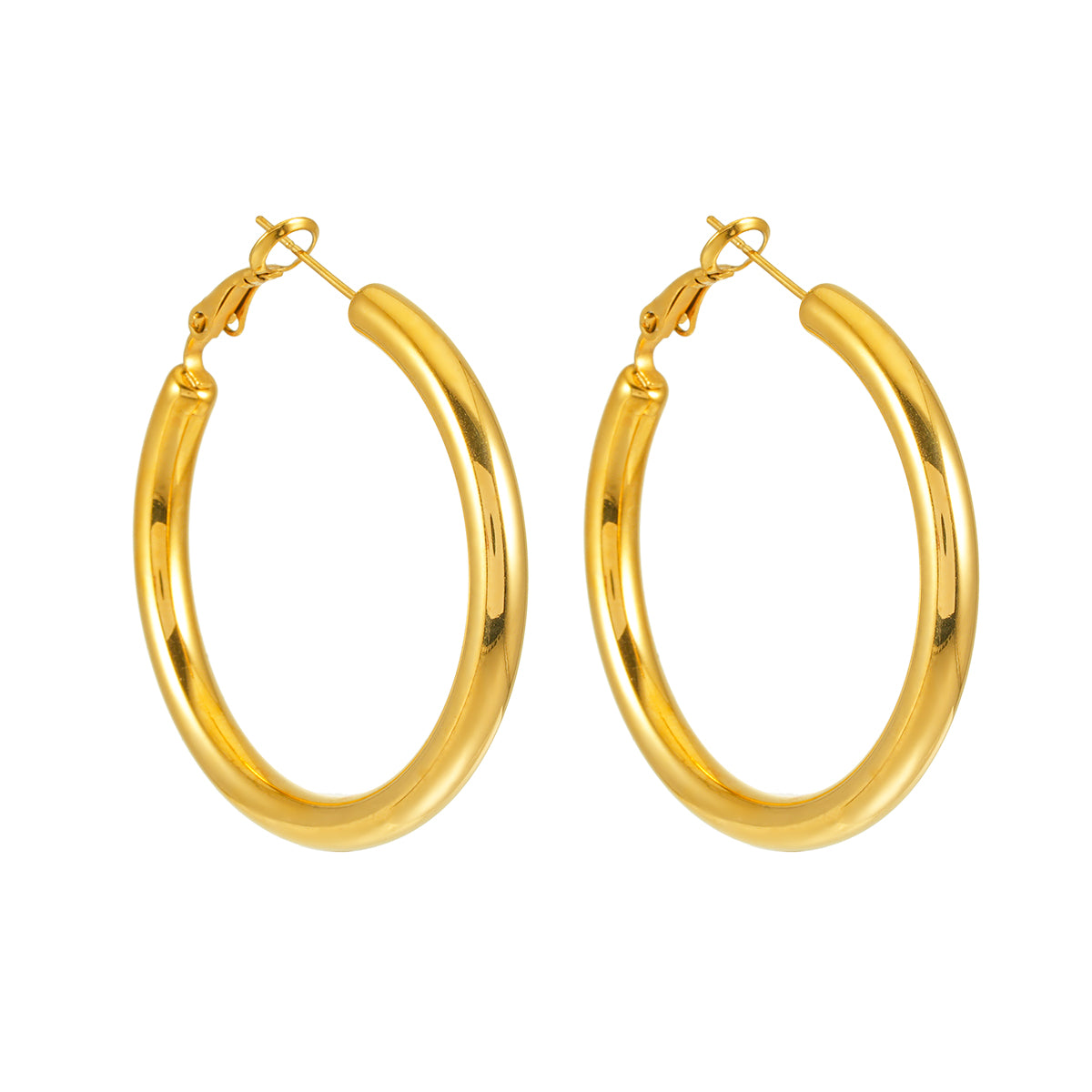 YOSHIKO Gold: Mid-Width Essential Hoop Earrings (Available in 6 Sizes: 2cm - 6cm)