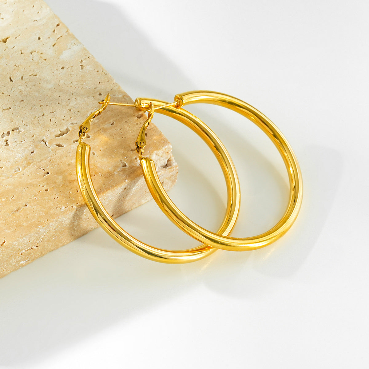 YOSHIKO Gold: Mid-Width Essential Hoop Earrings (Available in 6 Sizes: 2cm - 6cm)