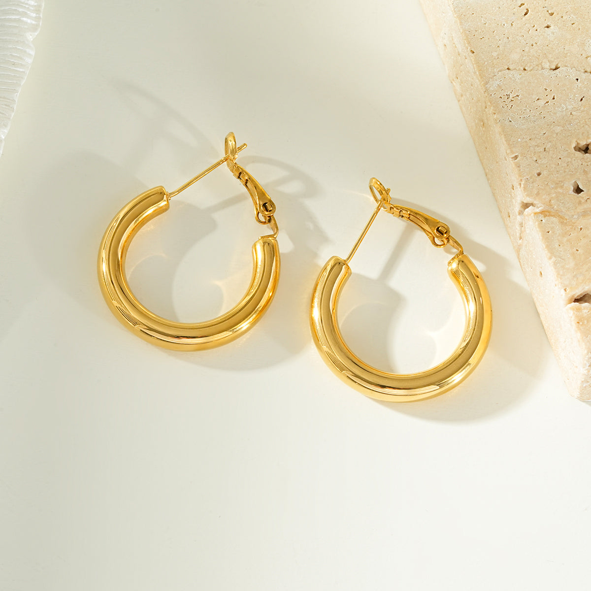 YOSHIKO Gold: Mid-Width Essential Hoop Earrings (Available in 6 Sizes: 2cm - 6cm)