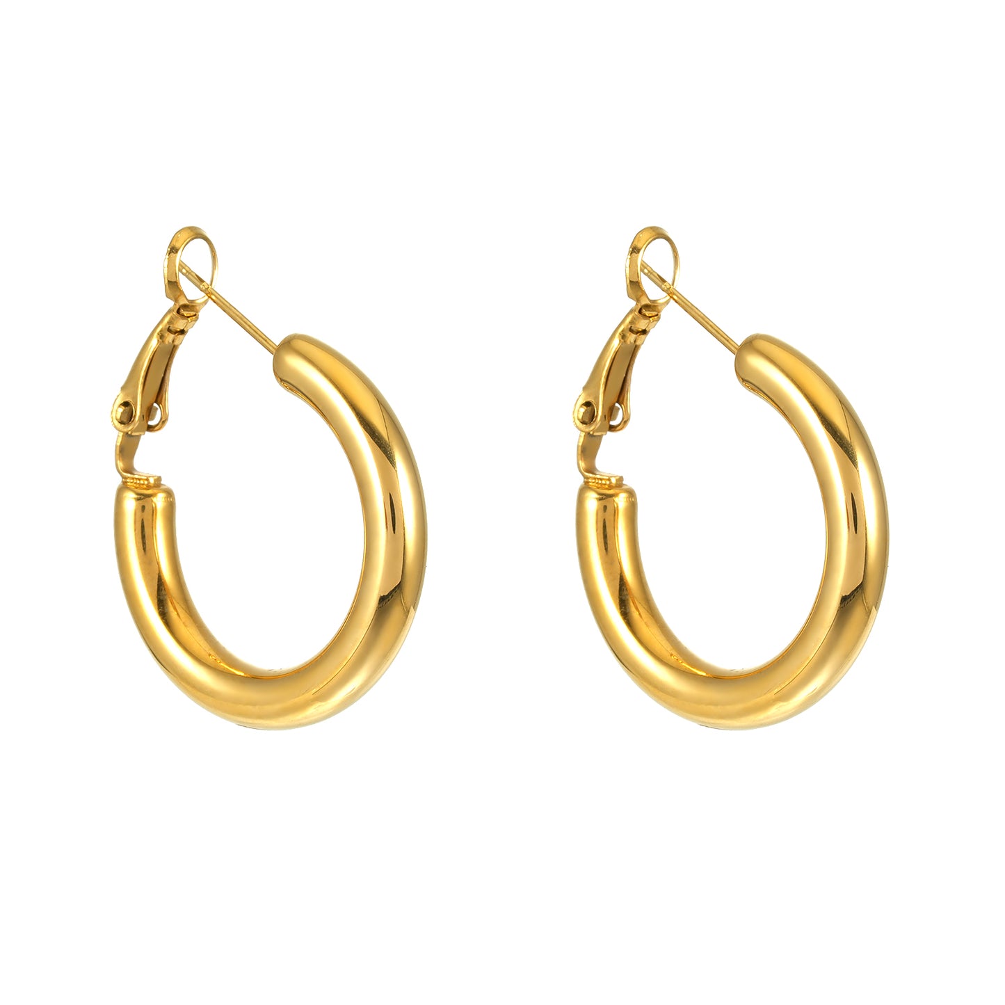 YOSHIKO Gold: Mid-Width Essential Hoop Earrings (Available in 6 Sizes: 2cm - 6cm)