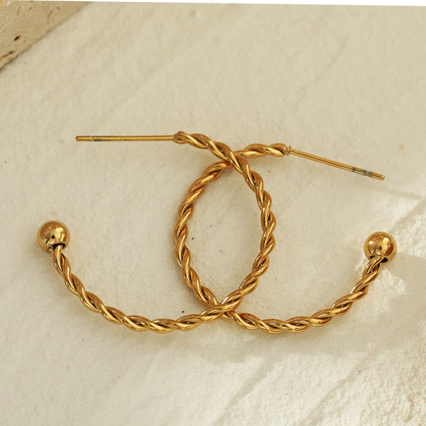 ANNA Rope Textured Gold Hoop Earrings