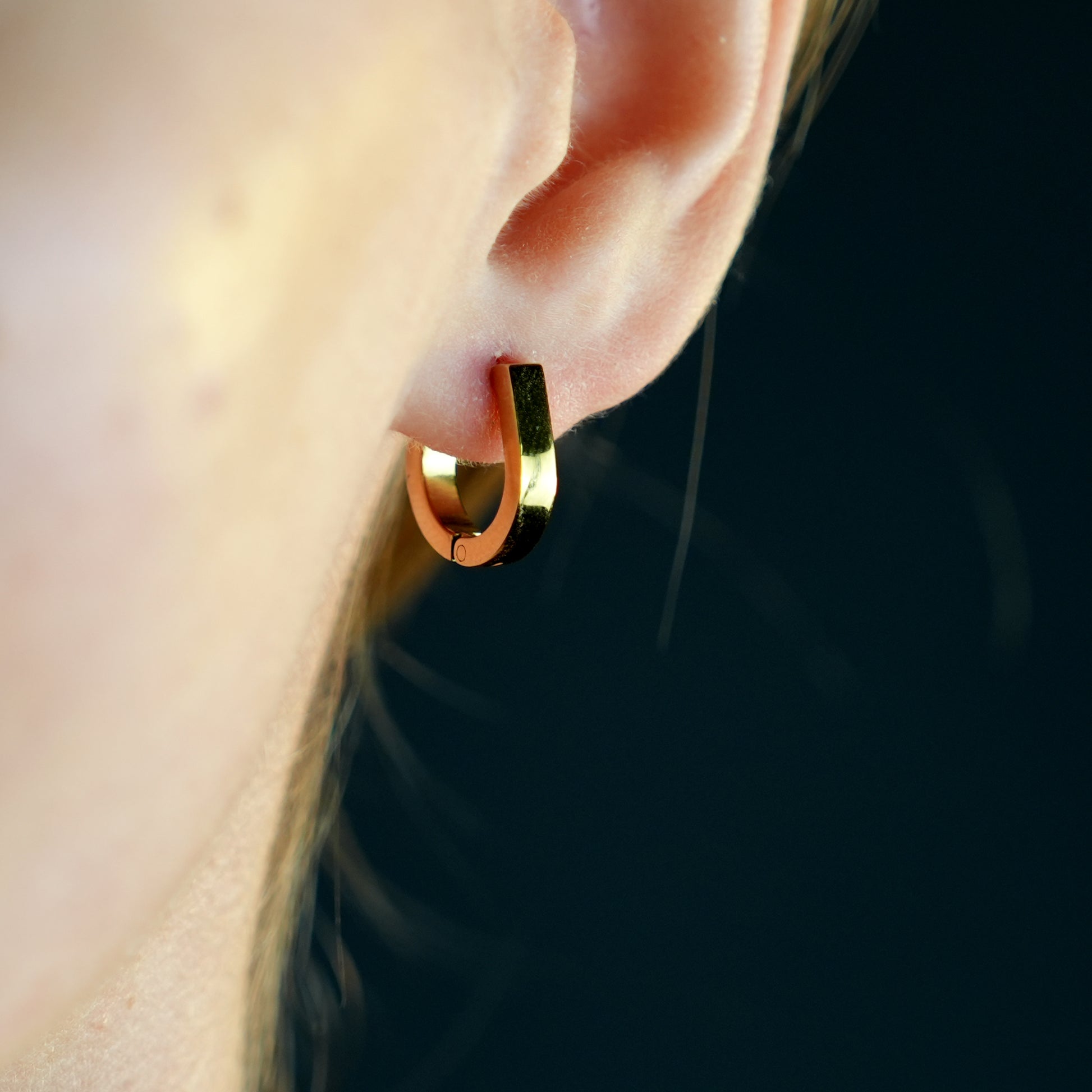 Style: CADEO 122238 'Lucky' Horse-Shoe Shaped Contemporary Hoop Earrings.